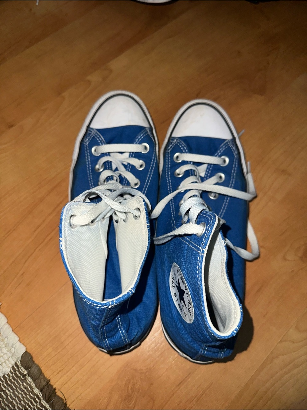 Converse Women Blue High-Top Canvas Sneakers with White Accents
